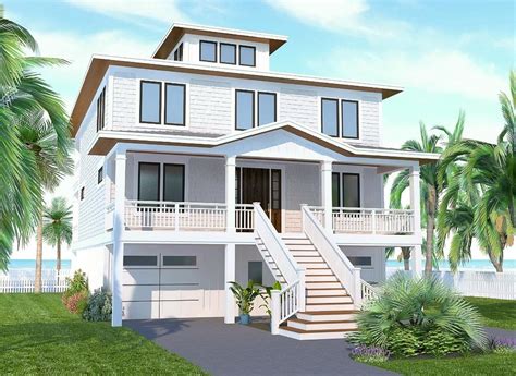 Plan 15222nc Upside Down Beach House With Third Floor Cupola In 2020