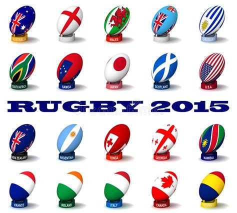 Rugby Union World Cup Team Emblems Logos Editorial Stock Image