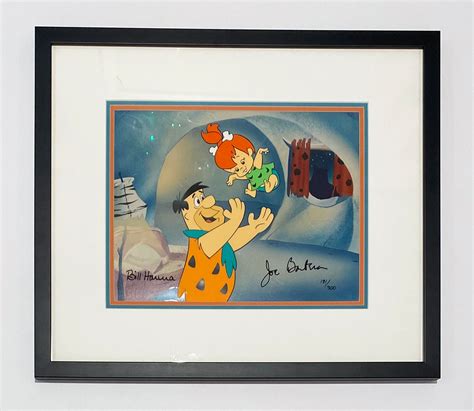 Original Hanna Barbera Limited Edition Cel Tossing Pebbles Signed By