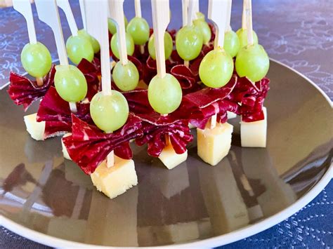 Recette de Brochettes raisin comté viande des grisons