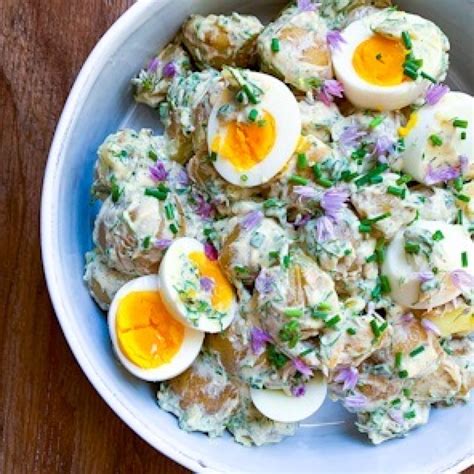 Dill Potato Salad With Eggs And Chives Herbed Potato Salad Deviled Egg
