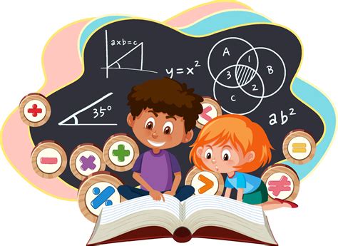 Niños Que Aprenden Matemáticas Con Símbolo E Icono De Matemáticas