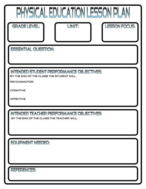 Pe Lesson Plan Template Luxury Lesson Plans Phys Ed Review Physical