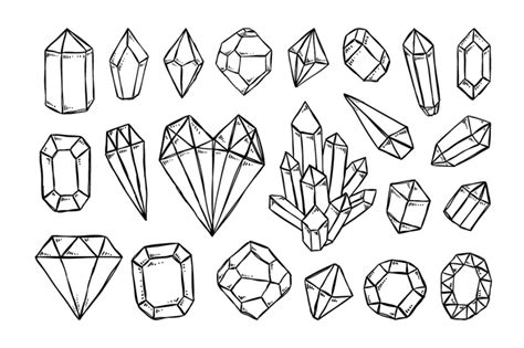 Crystals Sketch Illustrations By Redchocolate Illustration Thehungryjpeg