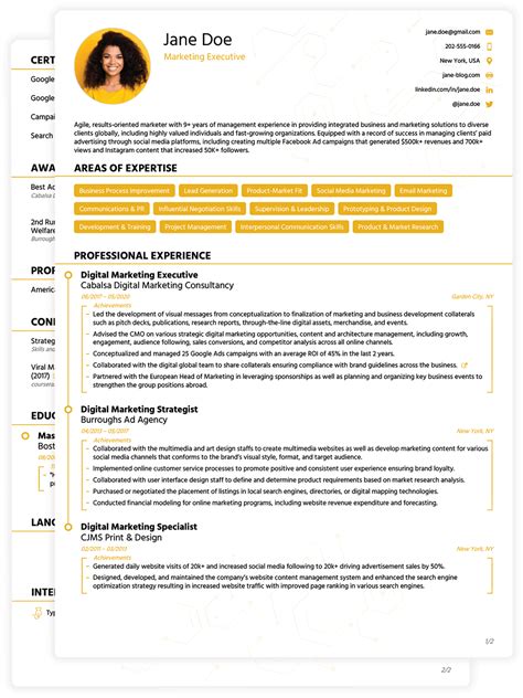 Curriculum Vitae Example Pdf Format Resume