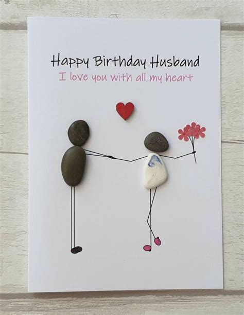 Handmade Birthday Pebble Art Card For Husband Unique Funny Etsy Uk Husband Birthday Card
