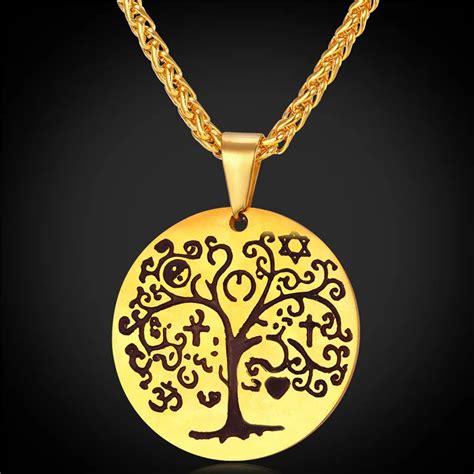 Tree Of Life Pendant Necklace Vintage Jewelry Stainless Steelgold Color Fashion Necklaces For