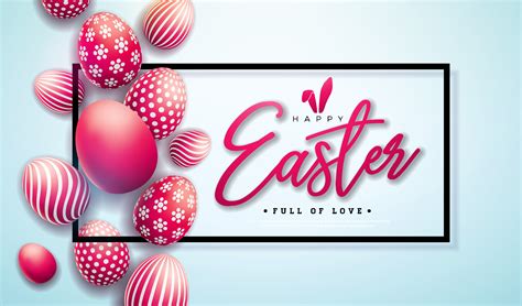 Vector Illustration Of Happy Easter Holiday With Red Painted Egg On