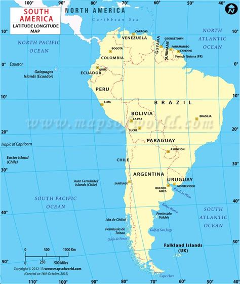 South America Latitude And Longitude Map