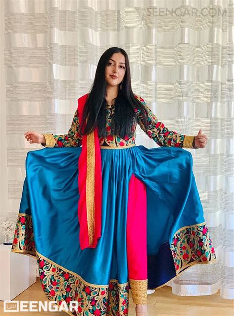 Azure Floral Modern Afghan Dress Seengar Fashion