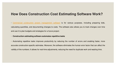 Ppt How Does Construction Cost Estimating Software Work Powerpoint