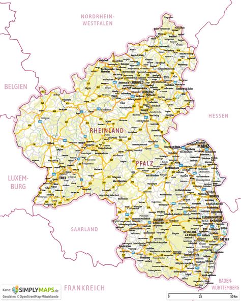 Rheinland Pfalz Karte Mit Städten Weltkarte 2023