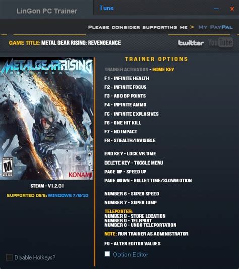 LinGon 2 0 On Twitter Metal Gear Rising Revengeance Trainer Update