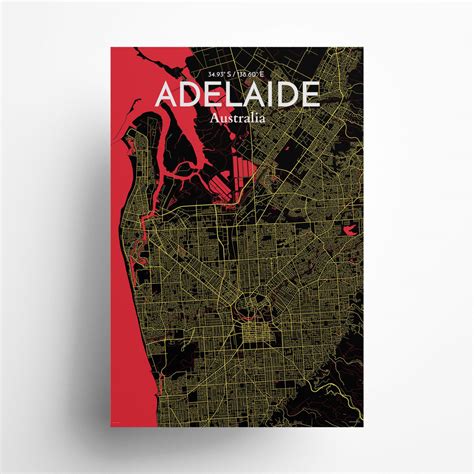 Adelaide City Map Art Print Wall Decor