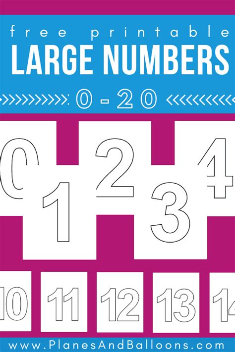 Free Large Printable Numbers 1 20 Pdf Learning Numbers Preschool Large Printable Numbers