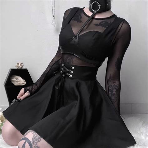 women skirt black gothic dark female lace up skirts bandage japanese s cuteclothesforteens