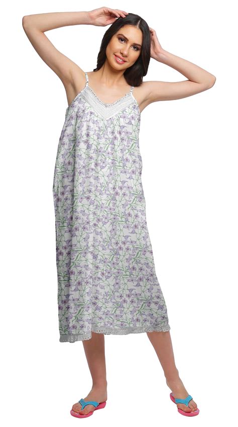 Moomaya Womens Printed Sleepwear Cotton Spaghetti Strap Nightdress Fl 110c Ebay