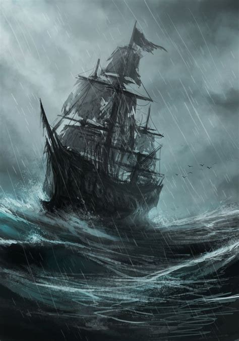 A Pirate Ship In The Middle Of A Storm