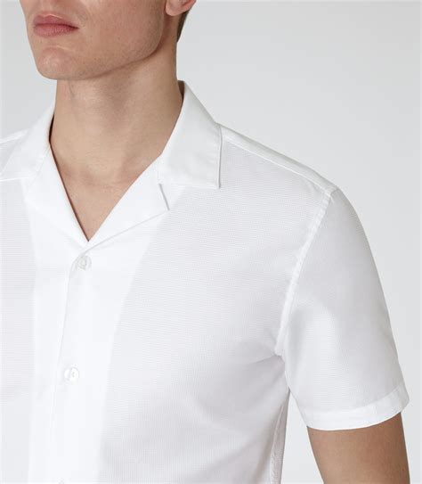 Reiss Kirk Textured Cuban Collar Shirt In White For Men Lyst