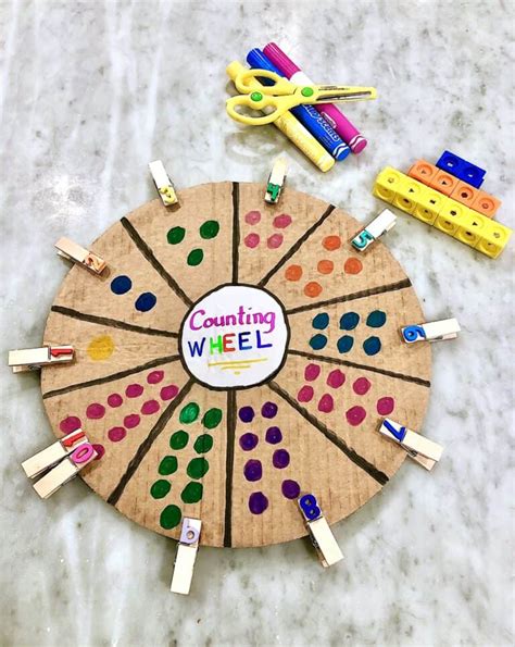 Easy Preschool Learning Activity Clothespin Counting Wheel