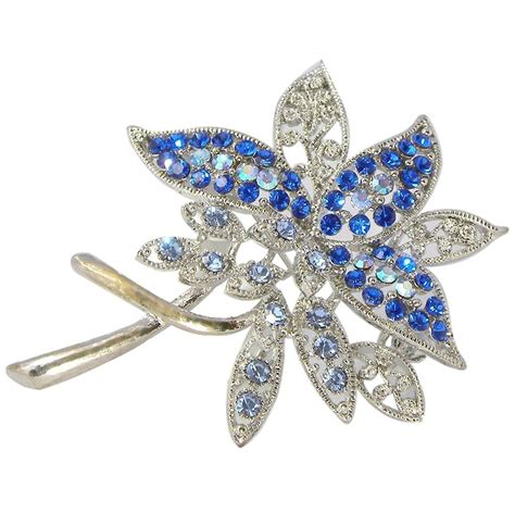 Blue Crystal Brooch Pin Jewelry Designs From Nature Boxed 139 To