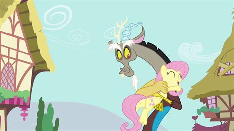 Image Fluttershy And Discord Hugging S4e26png My Little Pony