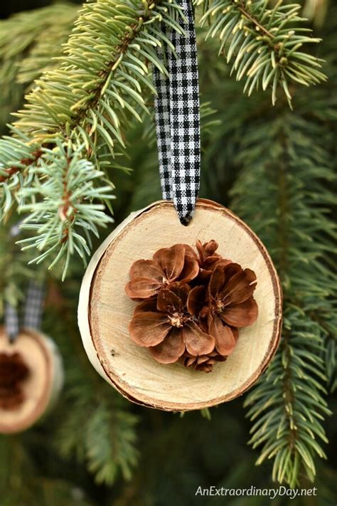 How To Make Simple Rustic Birch And Pine Cone Christmas Ornaments An