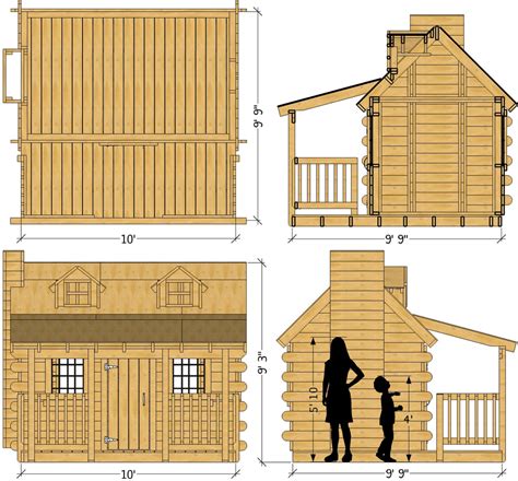 Log Cabin Playhouse Plan 10x10ft Outdoor Playhome Diy Project Paul
