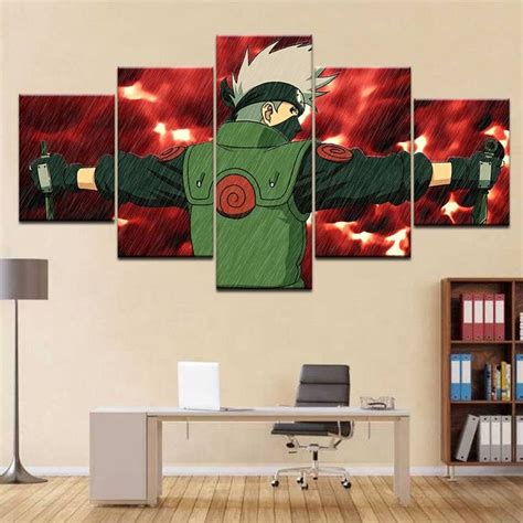 5 Panel Japan Animated Cartoon Naruto Hatake Kakashi Oil Poster Frame
