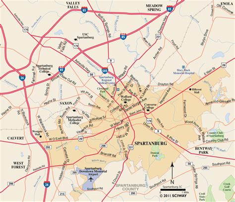 Spartanburg South Carolina Free Online Map