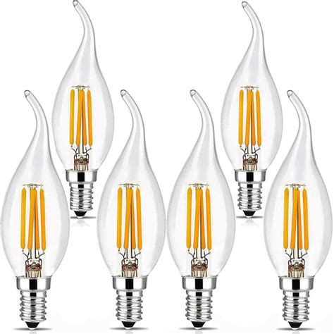 Dimmable 6w Led Candelabra Bulb 2700k Warm White Filament Bulbs 60w