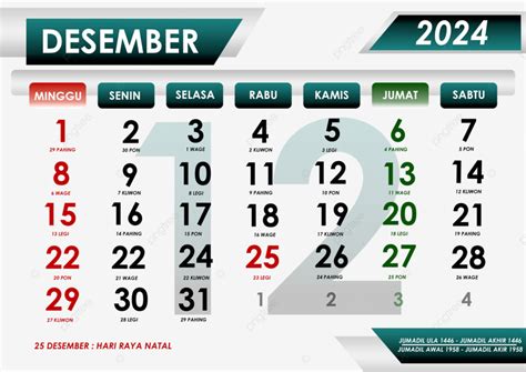 Kalender Desember 2024 Bersamaan Dengan Tanggal Merah Hari Raya Jawa