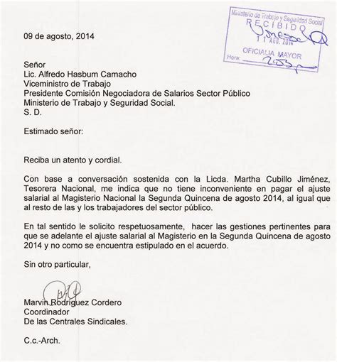 Modelo Carta Solicitud Aumento Kulturaupice