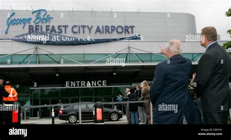 Dickie Best and Brian Ambrose watch the unveiling of Belfast City