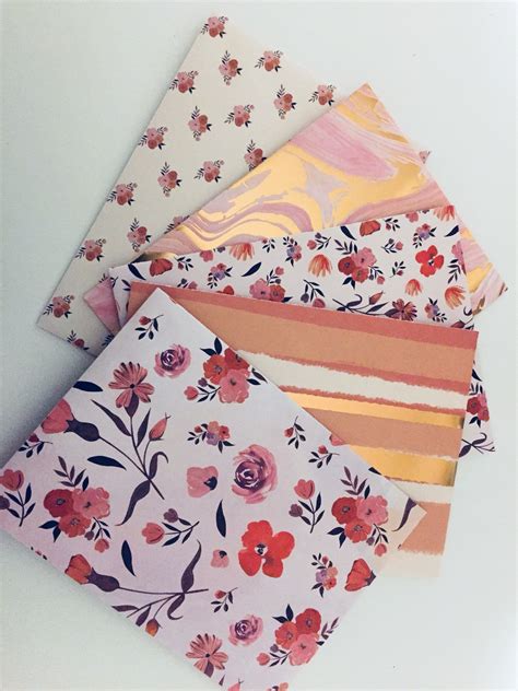 Pretty Floral Handmade Envelope Set Pattern Paper Stationery Etsy