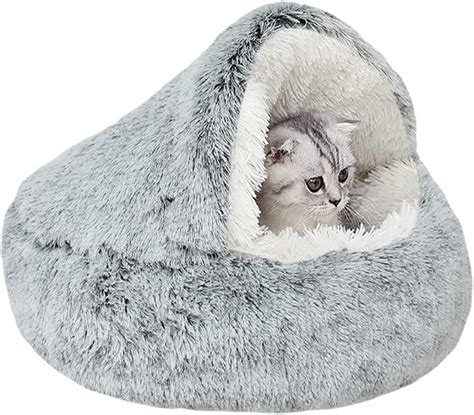 Yage Calming Cat Bed Fluffy Plush Kitten Bed Under 7kg Washable Anti