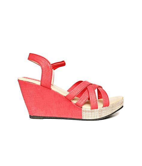 Wellworth Red High Heel Wedges Price In India Buy Wellworth Red High