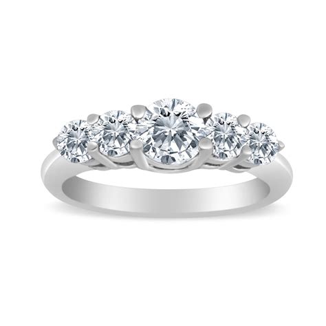 Ctw Diamond Five Stone Graduated Ring In K White Gold Walmart Com