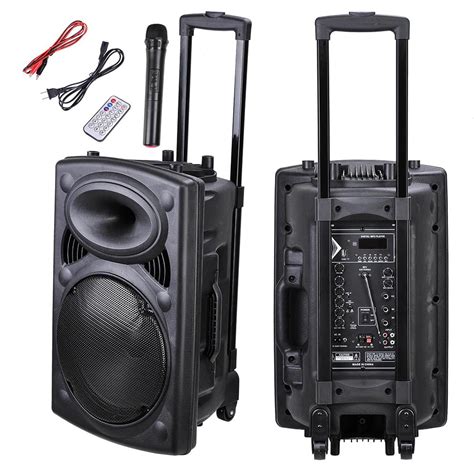 Yescom 1200w1500w Portable Bluetooth Active Pa Speaker Mic Guitar Amp