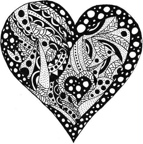 Zentangle Heart Geometric Abstract Heart Handmade Illustration For
