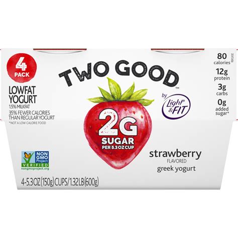 Save On Two Good By Light And Fit Greek Yogurt Strawberry Low Fat 4 Ct