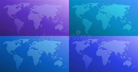 World Map Color Gradient Vector Illustration In Four Versions Stock
