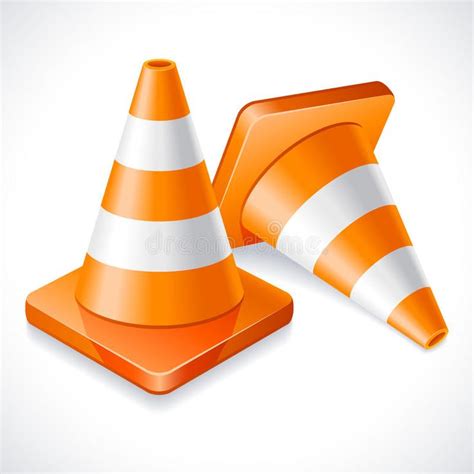 Traffic Cones Vector Illustration Two Orange Traffic Cones