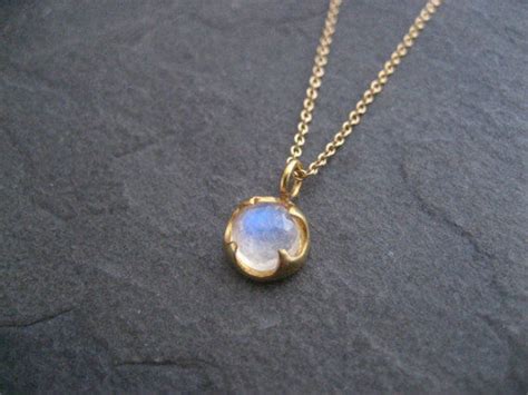 Moonstone Necklace K Rose Gold Rainbow Moonstone Faceted Etsy