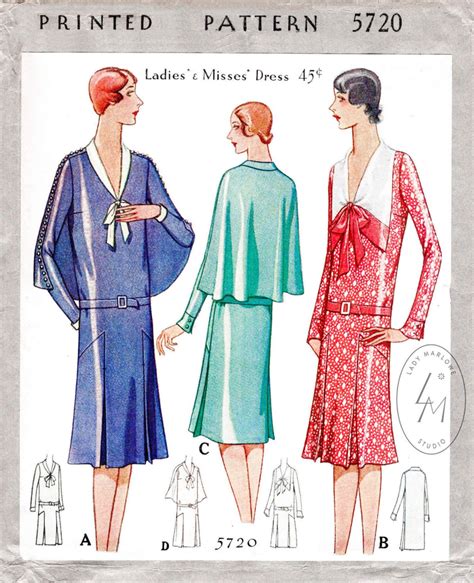 1920s 20s Flapper Dress Vintage Sewing Pattern Reproduction Etsy In