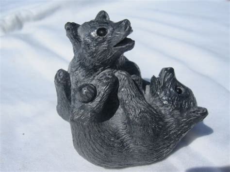Wolf Original Soapstone Carving Bears Playing Ebay