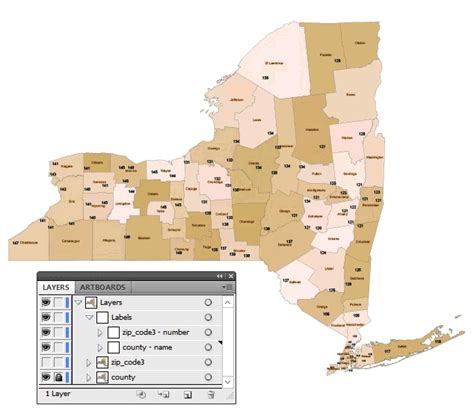 New York 3 Digit Zip Code Map Your Vector