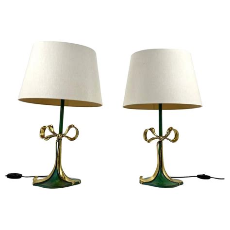 Stunning Italian Table Lamps Made Of Enamelled Bronze By Valenti 1970s