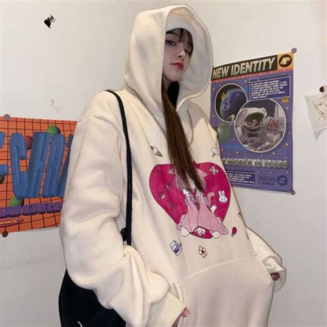 🖤buy 1 White Eye Anime Girl Kawaii Hoodie