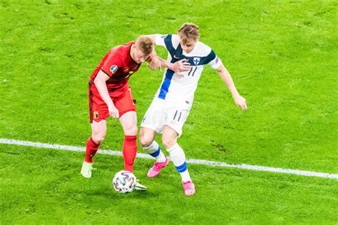 finland national football team midfielder rasmus schuller against belgium midfielder kevin de